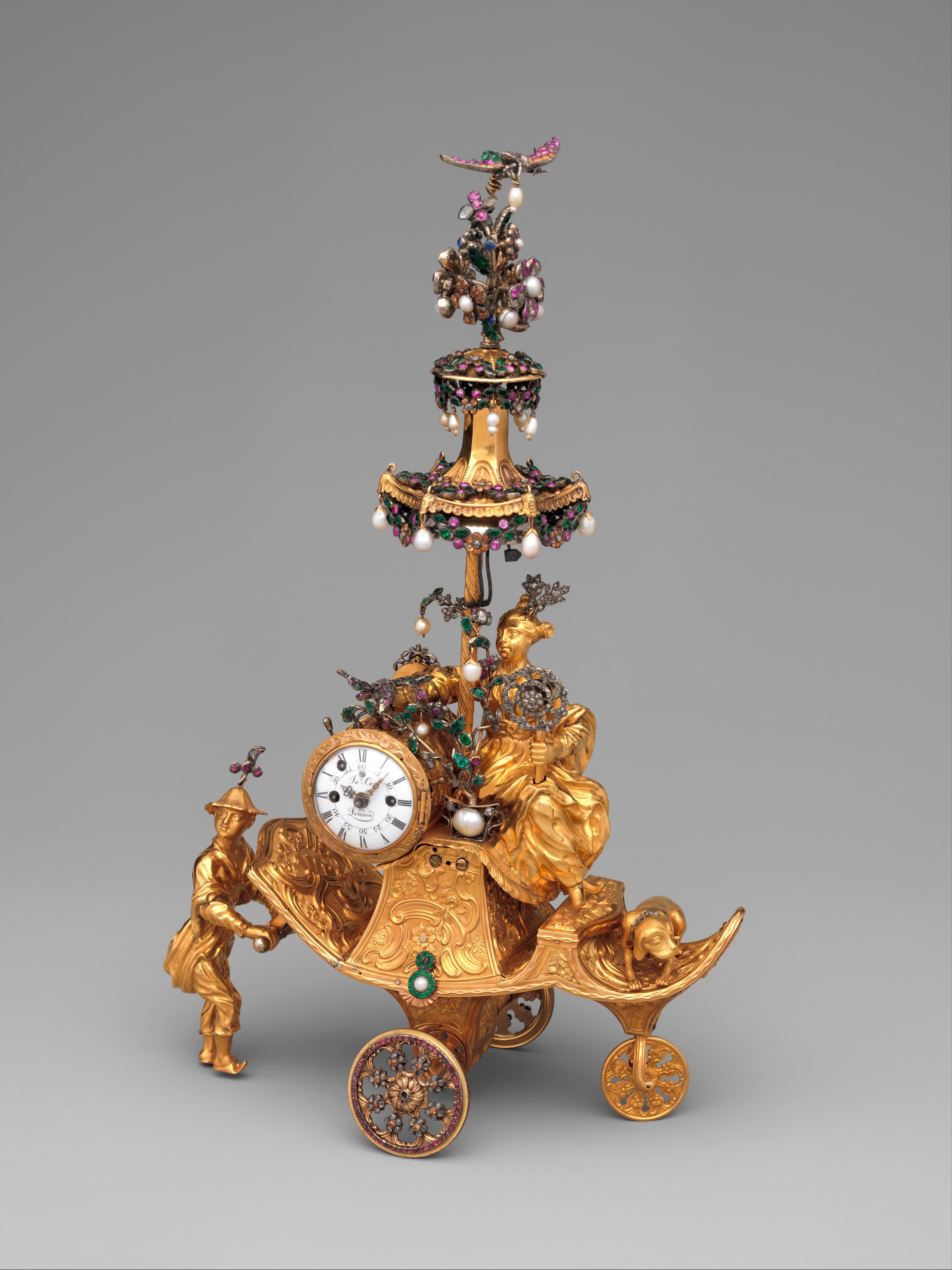 James Cox — Automaton in the form of a chariot pushed by a Chinese attendant and set with a clock